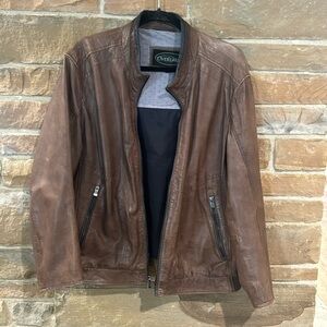 Overland Timeless and handsome zip-front leather coat